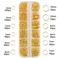 Gouden metalen buigringen set van 4 mm tot 10 mm in een transparante plastic opbergdoos - Doos 14 - Gouden Buigringen Set