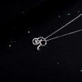 925 silver necklace featuring a dancing zircon letter R pendant with elegant chain - Style R Alphabet (NS869)