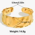 Gedetailleerde afmetingen van de verstelbare 304 roestvrijstalen goudkleurige lava-textuur armband - Goud