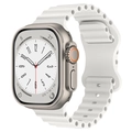 Détail du bracelet océan en silicone blanc et boîtier doré pour Apple Watch Ultra - 38/40/41/42mm / Blanc