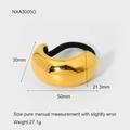Detailed view of golden heart metal hair cuff with size dimensions and weight specifications - Gold
