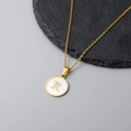 Golden 18K stainless steel shell necklace featuring a round letter R pendant - Letter R Style / Gold