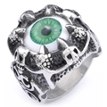 Bague gothique en acier inoxydable avec griffes de dragon et design d'œil vert - US 7 / Vert