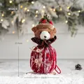 Christmas bear gift bag with knit hat and wooden base, red festive candy bag for kids - Mixed Color Bear Style B