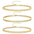 Dreiteiliges vergoldetes Armband-Set mit Panzer- und Schlangenkette und Karabinerverschluss - Goldene Kombi aus doppelter Panzerkette und Schlangenkette