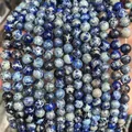 Natural blue imperial jasper round stone beads for DIY jewelry and bracelet making - White Blue Emperor Stone