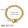 Dimensioni dettagliate del bracciale a catena dorata con chiusura OT da 0,8 cm - Catena Grossa con Fibbia OT (NB-B1157) / Oro 18K / Oro