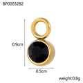 Exquisiter Goldanhänger mit rundem schwarzem Edelstein und minimalistischem Design - Runder Schwarzer Stein (BP00032B2) / 0.9x0.5cm / 0.8g