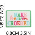 Close-up of MAKE heaven CROWDED embroidered patch with dimensions 8.8cm by 6cm - MAKE HEAVEN CROWDED Style (12号)