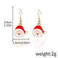 Christmas Santa Claus earrings in red and white enamel with golden hooks and dimensions - Smiling Santa Claus (D1110)