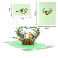 3D pop-up card with two birds on a branch, includes a 7x11cm note and 15x20cm card - Love Birds
