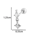 Silver rhombus cartilage stud earring with star pendant and screw ball back 1.25cm - Star with Rhombus Style(2605-8#) / Silver