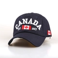 Navy blue cotton baseball cap with embroidered Canada maple leaf and Est. 1867 text - M / Navy Blue