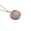 Amethyst Tree of Life pendant necklace with gold chain for women in elegant style - Purple Crystal