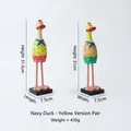 Pair of yellow wooden navy ducks ornaments for Mediterranean style office and room decor - One Pair / Navy Duck - Yellow Style