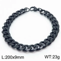 Black plated stainless steel Cuban link bracelet, 9mm wide with lobster clasp closure - 9mm Black