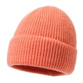 Bonnet en maille classique orange-rose avec texture côtelée chaude pour hommes et femmes - Orange