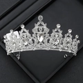 Eleganter silberner Braut-Kronenschmuck mit funkelnden Kristall-Strasssteinen für Damen - 3# Birnenförmig Mittelstein Symmetrisch Stil (Silber)