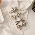Champagne gold rhinestone and pearl hair clip set with floral and bow designs on card - Princess Rhinestone 4-piece Set