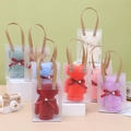 Coral fleece towel folded into a bear shape with ribbon and pearl in various colors - 30*30cm / Solid Pearl Bear with Box