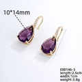 French style gold earrings with 10x14mm purple pear-cut zircon teardrop pendants - 16K Gold Plated Purple