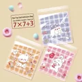 Cartoon self-adhesive clear cookie bags in purple, brown and pink plaid patterns - 3-in-1 Cute Style / 7x7+3cm (Approx. 100pcs)
