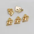 Macro shot of gold alloy 6# letter charm for DIY nail art, dimensions 7mm by 5.5mm - Letter P Shape Style (6#)