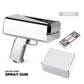 Mirror silver electric money spray gun toy with paper prop banknotes and package - Bright Silver / Bright Silver Money Gun + 100 Notes