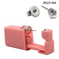 Pink disposable ear piercing gun with a 4mm flower zircon 316L stainless steel stud - 4mm Steel Heart with Clear Zircon (MS23-464)