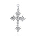 Dettaglio di un ciondolo a croce in argento con zirconi scintillanti a micro-pavé - Stile 2 / Argento
