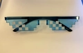 Thug Life pixel sunglasses with translucent blue lenses and white block decorations - Integrated Nose Bridge / Light Blue Double Row
