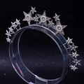 Cerchietto per capelli in argento con stelle, strass scintillanti e perle bianche - Cerchietto a Stella / Argento con Perle
