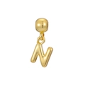 Detailed close-up of a 18k gold plated bubble letter N pendant with a glossy finish - Letter N