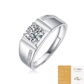 Men's Moissanite silver ring with round cut center stone and GRA certificate - R12865 Moissanite Style / 1 Carat / Men's Style (With GRA Certificate)