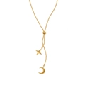 Collana con ciondolo a stella e mezzaluna in oro lucido su una catena a palline - Oro