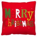Red plaid Christmas pillowcase featuring colorful Merry Christmas text and stars - Red Colorful Merry Christmas Style