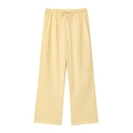 Hellgelbe Lounge-Hose mit weitem Bein und Kordelzug am Bund auf weißem Grund - XS / Gelb