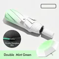 Ombrello pieghevole manuale a 8 stecche con sfumatura verde menta e fibra di vetro - 8-Stecche/Doppia Struttura / Verde Menta (Manuale)