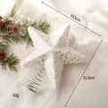 White Christmas star tree topper with silver sequins and metal spring base, 21.5cm height - White Sequin Star Tree Topper
