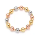 Tricolor beaded bracelet in 18k gold silver and rose gold polished finish on white backdrop - A-Three Color Beads (Gold/Silver/Rose Gold)