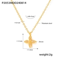 Collana in acciaio al titanio dorato con ciondolo a fiore a quattro petali e zircone - Taglia unica / Collana / Collana d'Oro-Zircone Bianco