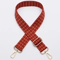 Adjustable wide replacement bag strap with red-brown houndstooth pattern and gold hardware - No. 332 Gold Hook