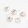Detailopname van heldere glazen bloemkralen met rode accenten voor DIY-sieraden maken - 9# Transparant Wit Kleine Bloem