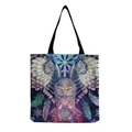 Close-up of a canvas tote bag with a white owl and dreamcatcher print on fabric - Dreamy Owl Style (hm3598)