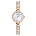 Reloj elegante de mujer en oro rosa con brazalete de hojas, pedrería y esfera de nácar - Oro Rosa (YBN2308 Caja Oro Rosa Esfera Blanca)