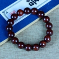 Polished deep reddish-brown sandalwood prayer bead bracelet with 15 smooth wooden beads - Precision Without Stupa Style / 10mm 19 Beads