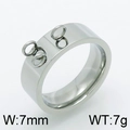 Anillo de acero inoxidable plateado pulido de 7mm con tres mini anillos decorativos - US 6 / Color Acero (KLJ3910-Z)