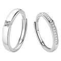 Funkelnde S925 Sterling Silber Paarringe mit Zirkonia im minimalistischen Design - Paar Paare Ringe (FDJZ-268)
