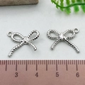Silver bow knot alloy pendants with twist texture and measurement ruler for DIY jewelry - Rope Texture Bowknot - Silver (21387)