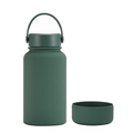 650ml matte forest green stainless steel insulated bottle with portable handle - 650ml / Moss Green